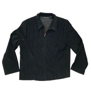 Briggs New York Jacket Womens 14 Black Soft Full Zip Collard Blazer Coat Career